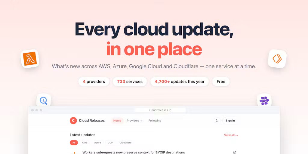 Cloud Releases: Every AWS, Azure, GCP and Cloudflare update in one feed