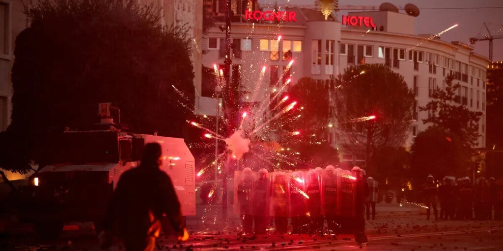 Anti-Trump protesters torch Albanian government buildings over luxury marina plans