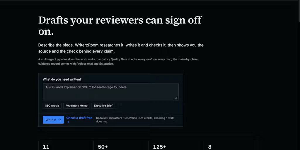 WriterzRoom: Governed multi-agent AI content for regulated industries